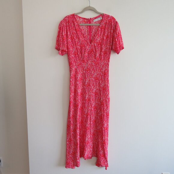 FAITHFULL THE BRAND Raphaela Midi Dress in Almona Floral Print Pink - Size US 8 - Picture 2 of 13